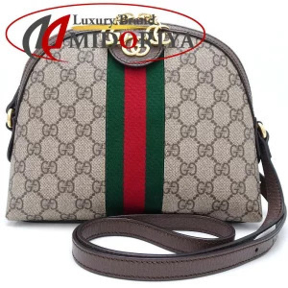 GUCCI Shoulder Bag Sherry GG Supreme Canvas Leather Beige